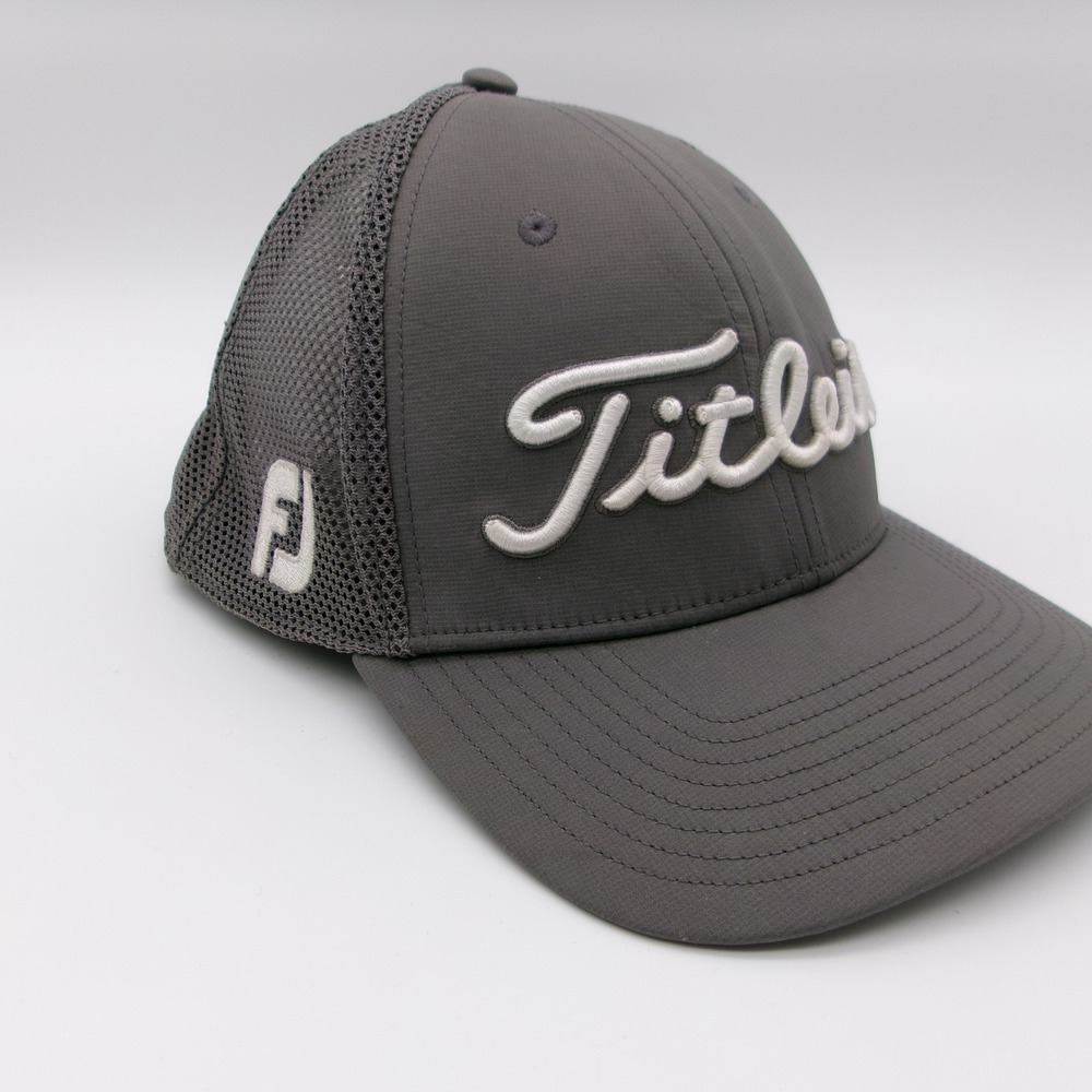 Titleist Pro V1 Golf Hat Mens Gray Mesh Snapback Cap FootJoy FJ Logo Adjustable